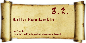 Balla Konstantin névjegykártya